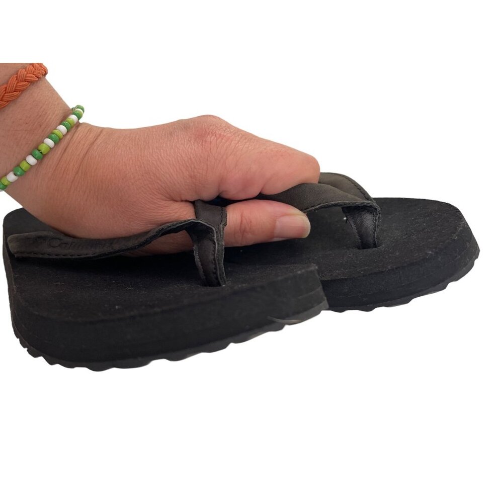 Columbia Women Leather Top Flip Flops Black Size 6 - Picture 5 of 7